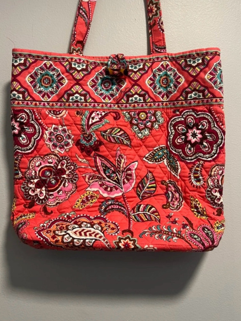 Vera Bradley Coral Paisley Quilted Tote